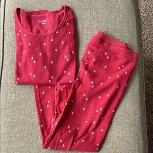Old Navy Pink Pajama Set with White Tree Details